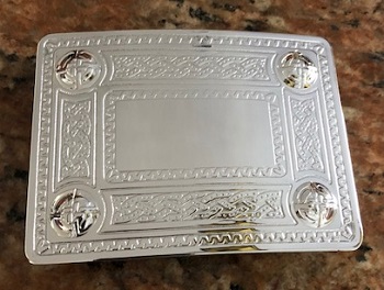 Celtic Design Raised Bosses Buckle, Chrome (In Stock) Celtic Design Raised Bosses Buckle, Chrome (In Stock)
