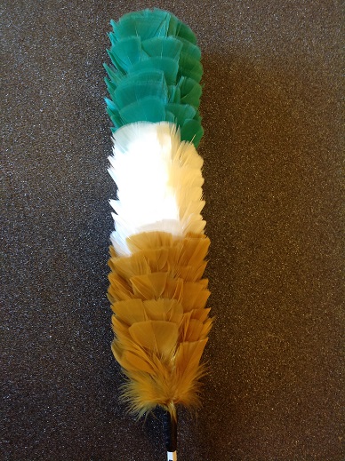 Green White Gold Feather Bonnet Hackle