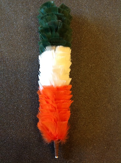 Green White Orange Feather Bonnet Hackle