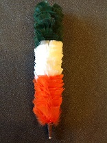 Green White Orange Feather Bonnet Hackle - More Details