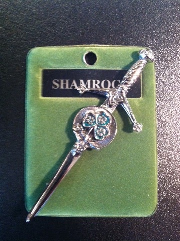 Enameled Shamrock Kilt Pin